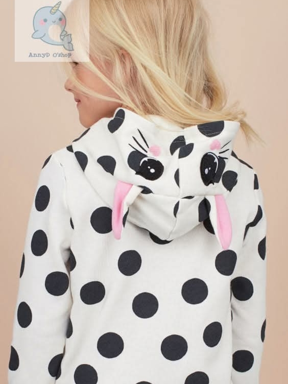 2/$25 H&M Cat Ear Polka Dot Hoodie – Girls Size 8–10Y